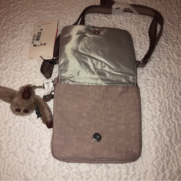 Kipling NWELDORADO Dusty Taupe Nylon Crossbody With Monkey Key Chain NWT - Picture 7 of 16